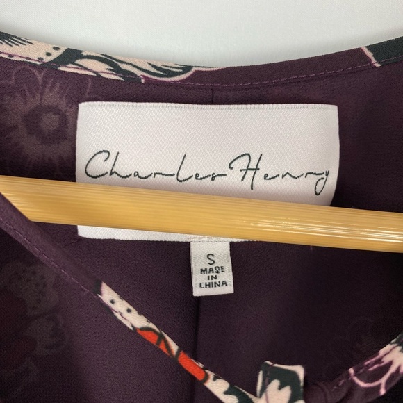 Women's Charles Henry Maroon Floral Long Sleeve Mini Shift Dress Size Small - Picture 5 of 6